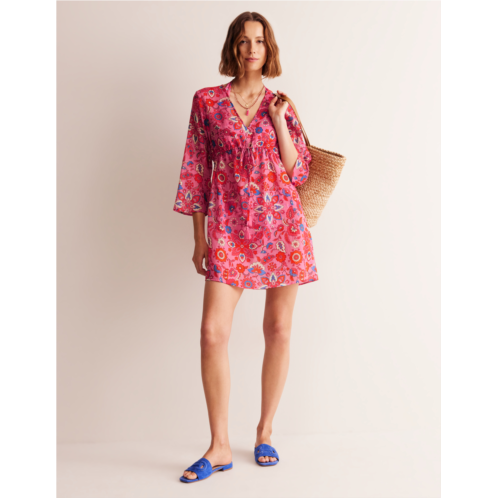 Boden Cotton Beach Short Kaftan - Sangria Sunset, Botanical