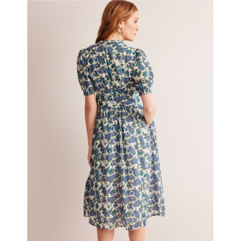 Boden Elsa Crinkle Midi Tea Dress - Surf The Web, Paisley Wave