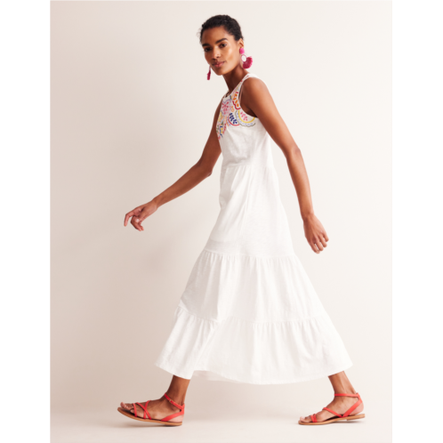 Boden Embroidered Jersey Midi Dress - White