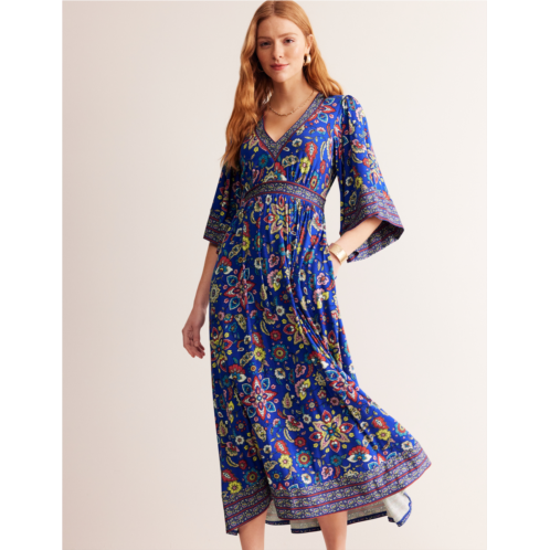 Boden Maya Kimono Jersey Maxi Dress - Surf the Web, Botanical Sprig