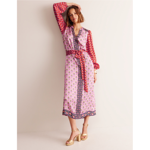 Boden Belted Hotch Midi Dress - Cashmere Rose, Passion Geo