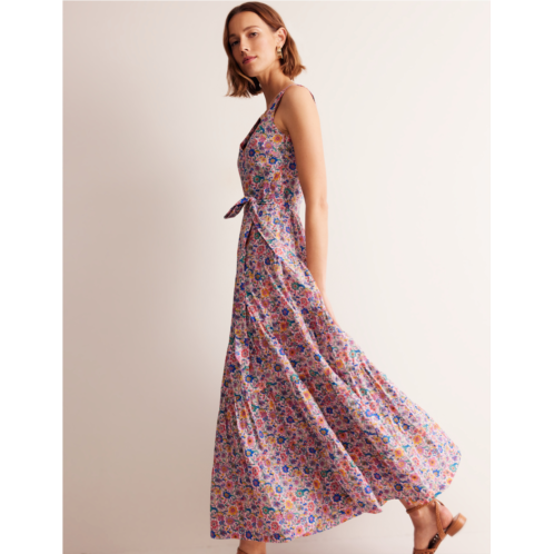 Boden Cotton Tiered Midi Dress - Multi, Exotic Bloom