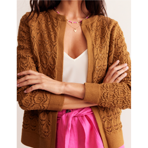 Boden Crochet Knit Cardigan - Gingerbread Brown