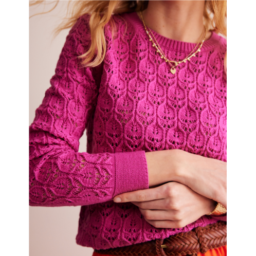 Boden Crochet Knit Sweater - Rose Violet