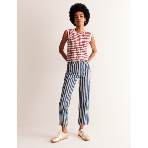 Boden Striped Straight Jeans - Navy Stripe