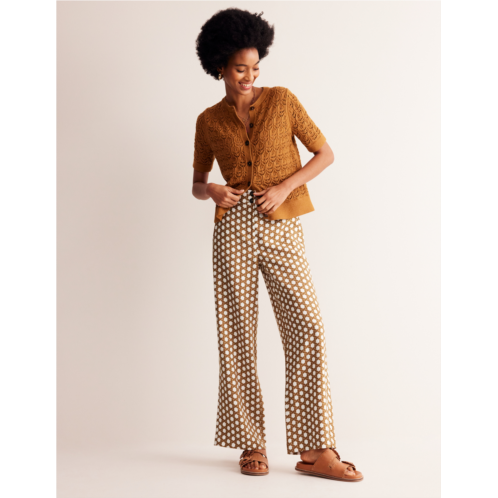 Boden Westbourne Linen Trousers - Rubber, Honeycomb Geo