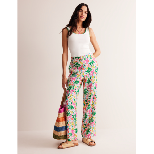 Boden Hampstead Linen Trousers - Multi, Tropical Paradise