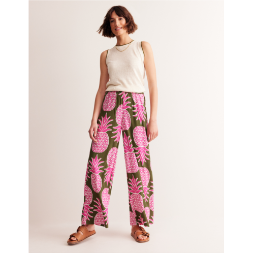 Boden Crinkle Wide Trousers - Avocado, Pineapple Pop