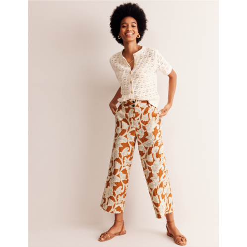 Boden Westbourne Cropped Linen Pants - Umber, Paisley Whirl