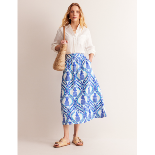 Boden Florence Linen Skirt - Surf the Web, Pineapple Wave