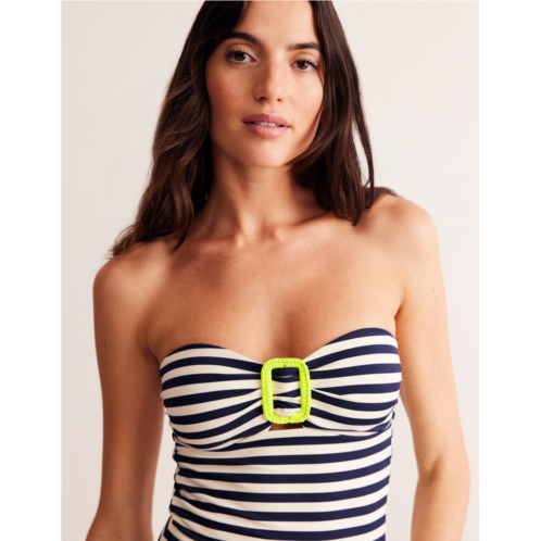 Boden Taormina Bandeau Swimsuit - Navy/Ivory Stripe