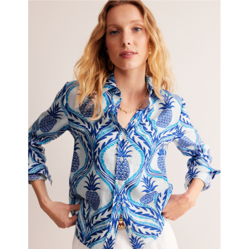 Boden Sienna Linen Shirt - Surf The Web, Pineapple Wave