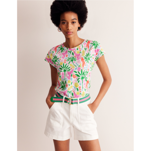 Boden Louisa Printed Slub T-Shirt - Multi, Tropical Paradise