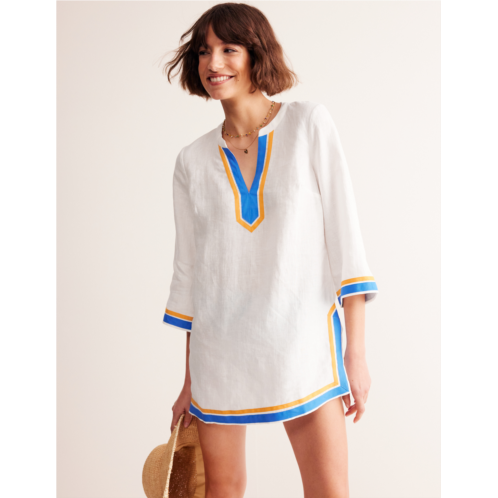 Boden Neck Detail Tunic Top - White, Surf the Web