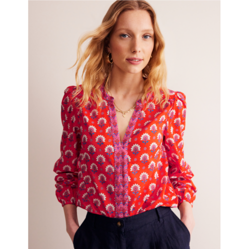 Boden Cotton Printed Top - Gladioli, Passion Geo