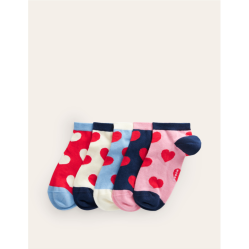 Boden 5 Pack Trainer Socks - Hearts