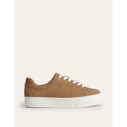 Boden Leather Flatform Sneakers - Tan Suede