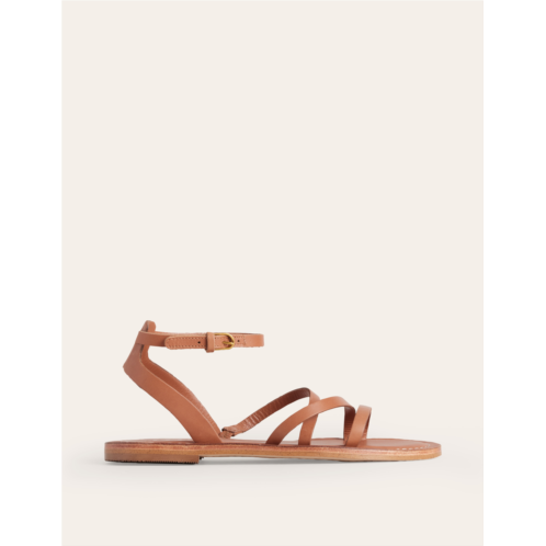 Boden Everyday Flat Sandals - Tan Leather