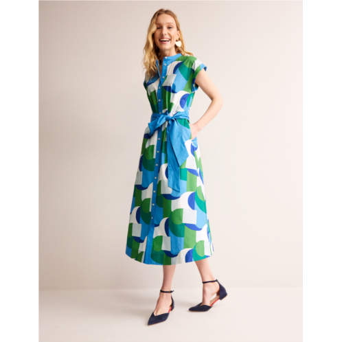 Boden Amanda Midi Shirt Dress - Blue, Geometric Swirl