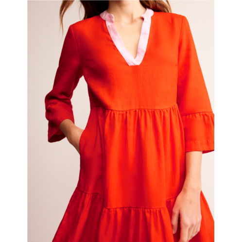 Boden Sophia Linen Short Dress - Fiesta Orange