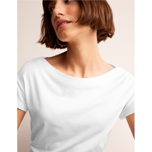 Boden Supersoft Boat Neck T-Shirt - White
