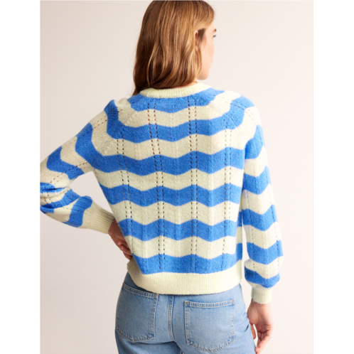 Boden Fluffy Wave Sweater - Surf the Web, Warm Ivory Wave