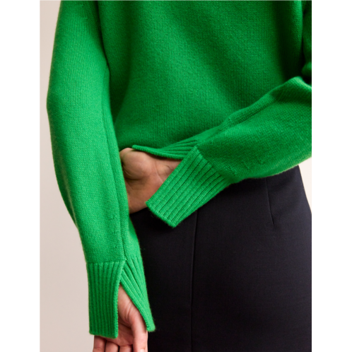 Boden Split Cuff Cashmere Sweater - Bright Green