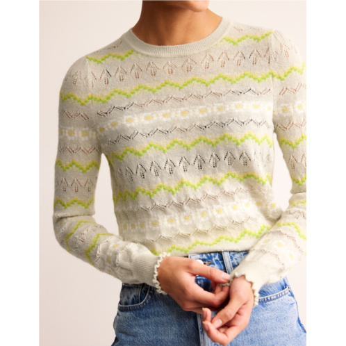 Boden Fair Isle Fluffy Sweater - Oatmeal Melange