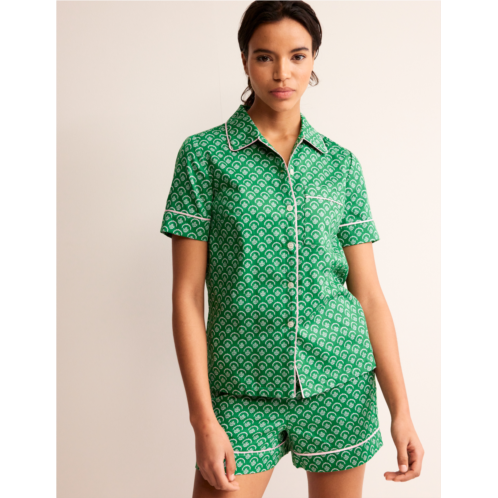 Boden Short Sleeve Pajama Top - Green, Ditsy Vine