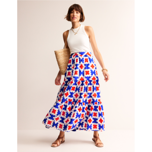 Boden Lorna Tiered Maxi Skirt - Surf the Web, Abstract Tile