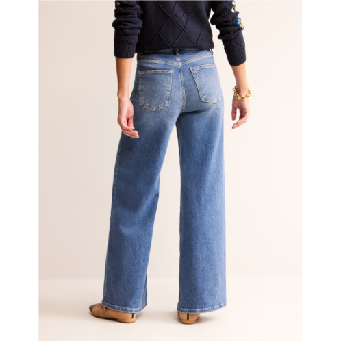 Boden High Rise Wide Leg Jeans - Mid Vintage