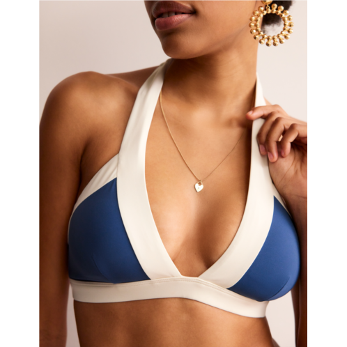 Boden Ithaca Halter Bikini Top - Globe/ Ivory Colourblock