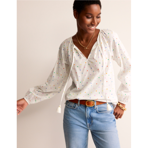 Boden Serena Cotton Blouse - Multi, Confetti Hearts