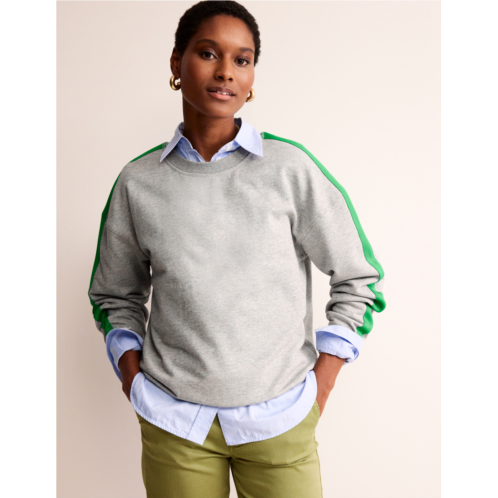 Boden Drop Shoulder Sweatshirt - Grey Neon Stripe