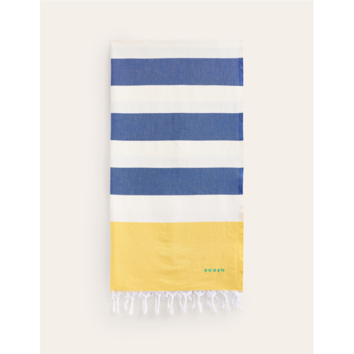 Boden Hammam Towel - Mimosa Yellow and Bright Blue