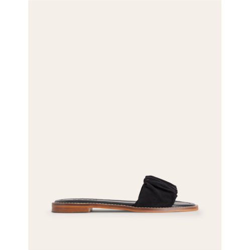 Boden Ruched Flat Sandals - Black