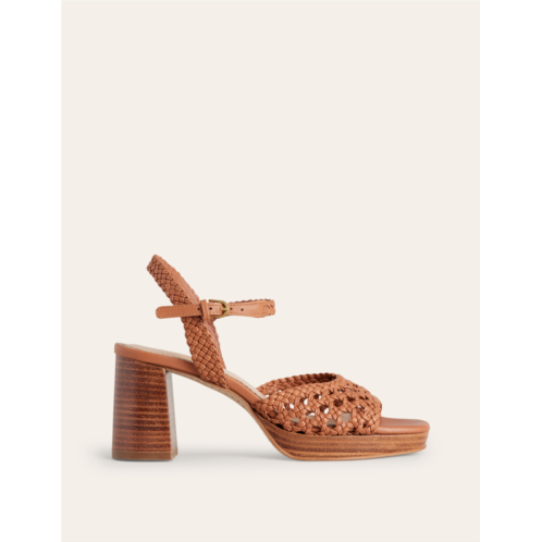 Boden Woven Platform Sandals - Tan
