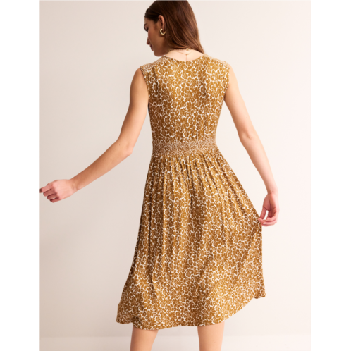 Boden Thea Sleeveless Midi Dress - Bronze Brown, Bloomsbury Pop