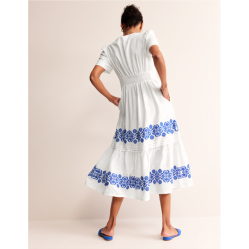 Boden Eve Linen Midi Dress - White