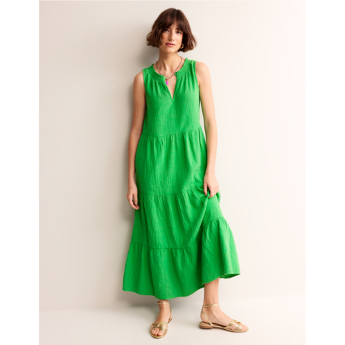 Boden Double Cloth Maxi Tiered Dress - Kelly Green