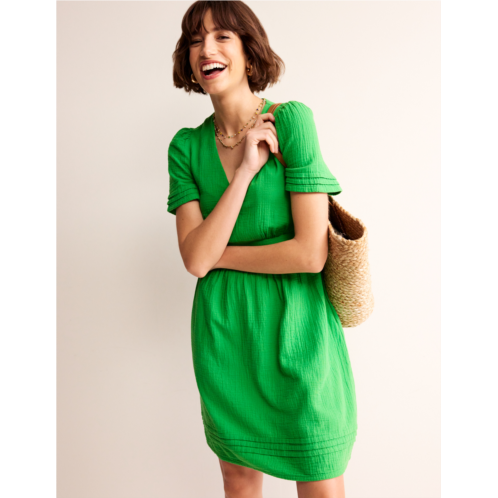Boden Eve Double Cloth Short Dress - Kelly Green