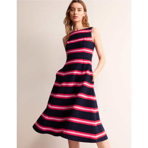 Boden Scarlet Ottoman Ponte Dress - Navy, Red and Pink Stripe