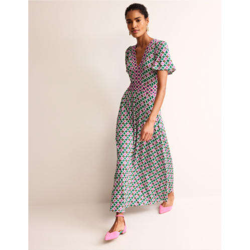 Boden Flutter Jersey Maxi Dress - Multi, Botanic Tile