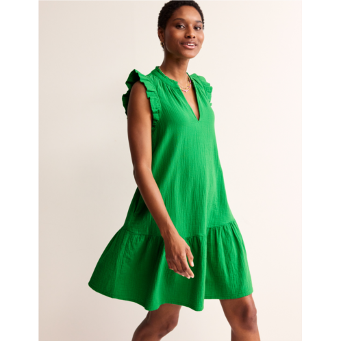 Boden Daisy Double Cloth Short Dress - Kelly Green