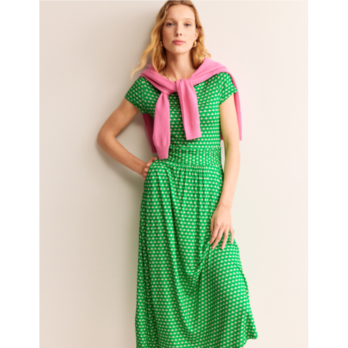Boden Amelie Jersey Midi Dress - Kelly Green, Crescent Stamp