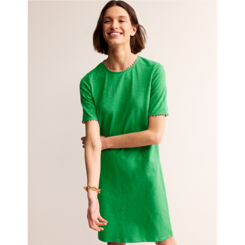 Boden Ali Pom Sleeve Dress - Green Tambourine