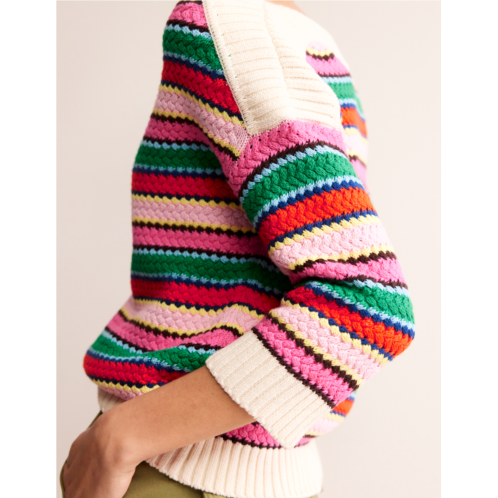 Boden Textured Cotton Stripe Sweater - Multi Textured Stripe