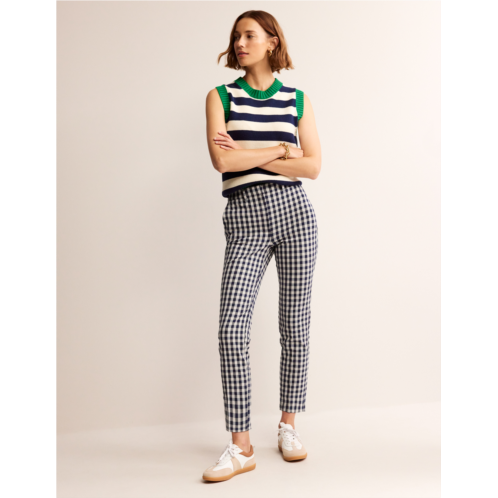 Boden Highgate Printed Pants - Navy and Stone Gingham