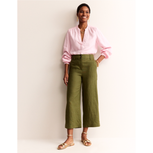 Boden Westbourne Linen Crop Trousers - Mayfly