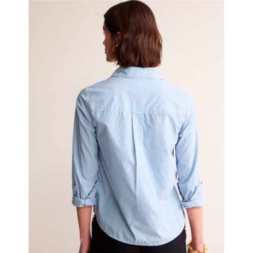 Boden Sienna Cotton Shirt - Fine Blue Stripe
